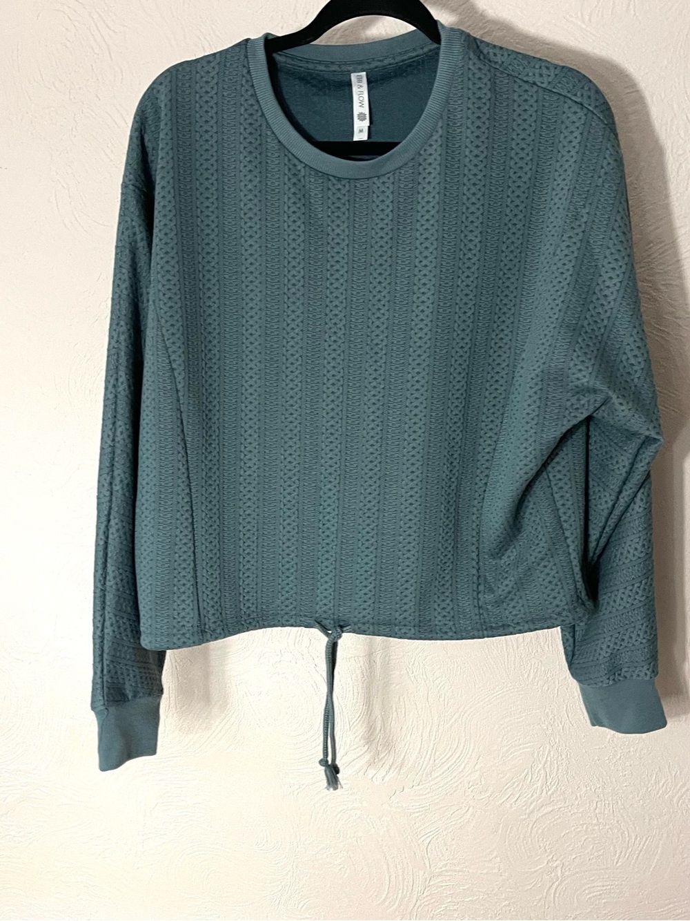 EBB & FLOW Women's Textured Drawstring Sweatshirt - Teal Blue